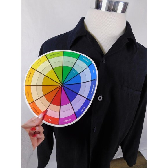 Bazzi Shirt Mens XL Navy Blue Long Sleeve Button Front Suede-Like Polyester - Picture 9 of 11